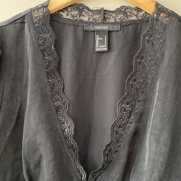 Forever 21 Satiny, Lace Trim, V Neck Top - Picture 8 of 12